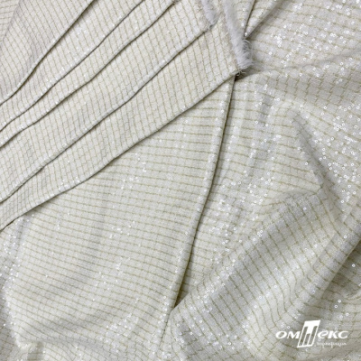 Ткань костюмная с пайетками, 100%полиэстр, 460+/-10 гр/м2, 150см #309 - цв. молочный - купить в Кызыле. Цена 1 203.93 руб.