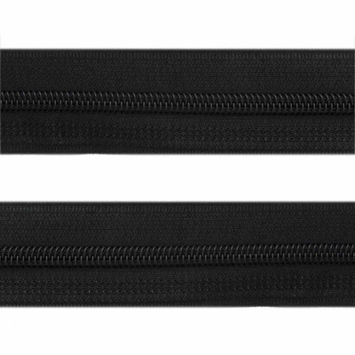 Рулонная молния с покрытием PVC спираль тип 3 (упак.270м) -черная с полосой СВО - купить в Кызыле. Цена: 12.74 руб.