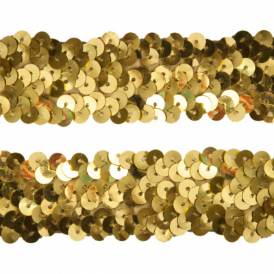 Тесьма с пайетками D16, шир. 30 мм/уп. 25+/-1 м, цвет золото - купить в Кызыле. Цена: 1 087.39 руб.
