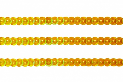 Пайетки "ОмТекс" на нитях, CREAM, 6 мм С / упак.73+/-1м, цв. 92 - золото - купить в Кызыле. Цена: 484.77 руб.