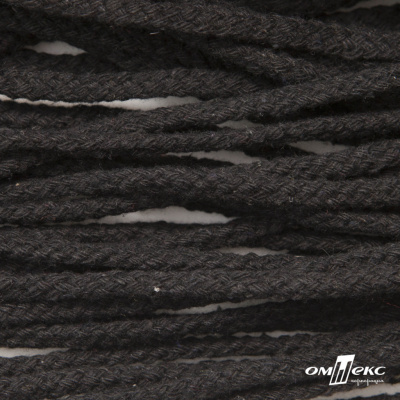 Шнур плетеный d-6 мм круглый, 70% хлопок 30% полиэстер, уп.90+/-1 м, цв.1078-черный - купить в Кызыле. Цена: 588 руб.
