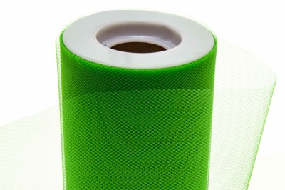 Фатин в шпульках 16-146, 10 гр/м2, шир. 15 см (в нам. 25+/-1 м), цвет зелёный - купить в Кызыле. Цена: 100.69 руб.