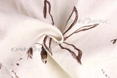 Портьерная ткань лен-печать "Розабель", С1 (молоко+венге), 280 см - купить в Кызыле. Цена 707.11 руб.