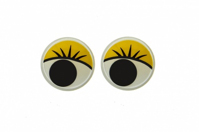 Глазки для игрушек, круглые, с бегающими зрачками, 12 мм/упак.50+/-2 шт, цв. -желтый - купить в Кызыле. Цена: 95.04 руб.