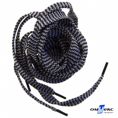 Шнурки #107-07, плоские 130 см, двухцветные цв.серый/чёрный - купить в Кызыле. Цена: 23.03 руб.