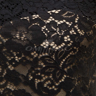 Кружевное полотно #3378, 150 гр/м2, шир.150см, цвет чёрный - купить в Кызыле. Цена 370.97 руб.