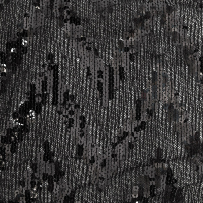 Трикотажное полотно с пайетками, шир.130 см, #311-бахрома чёрная - купить в Кызыле. Цена 1 183.35 руб.