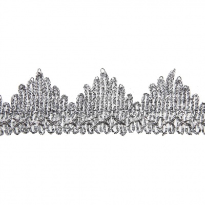 Тесьма металлизированная 0384-0240, шир. 40 мм/уп. 25+/-1 м, цвет серебро - купить в Кызыле. Цена: 490.74 руб.