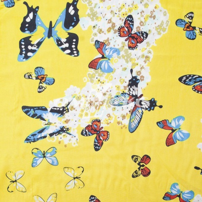 Плательная ткань "Софи" 7.2, 75 гр/м2, шир.150 см, принт бабочки - купить в Кызыле. Цена 241.49 руб.