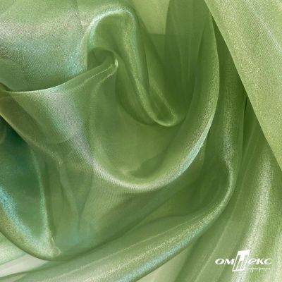Ткань органза, 100% полиэстр, 28г/м2, шир. 150 см, цв. #27 зеленый - купить в Кызыле. Цена 86.24 руб.