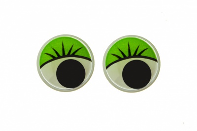 Глазки для игрушек, круглые, с бегающими зрачками, 15 мм/упак.50+/-2 шт, цв. -зеленый - купить в Кызыле. Цена: 113.01 руб.