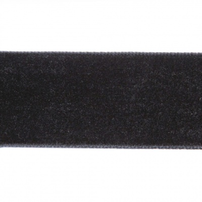 Лента бархатная нейлон, шир.25 мм, (упак. 45,7м), цв.03-черный - купить в Кызыле. Цена: 800.84 руб.