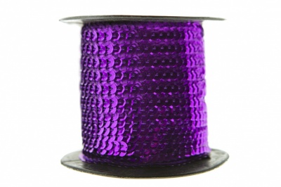 Пайетки "ОмТекс" на нитях, SILVER-BASE, 6 мм С / упак.73+/-1м, цв. 12 - фиолет - купить в Кызыле. Цена: 300.55 руб.