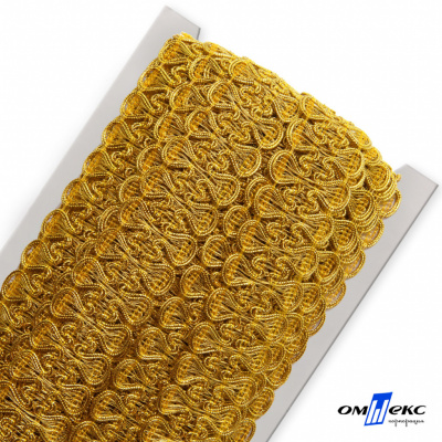 Тесьма металлизированная 0384-0777, шир. 34 мм/уп. 25+/-1 м, цвет золото - купить в Кызыле. Цена: 586.51 руб.