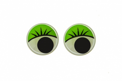 Глазки для игрушек, круглые, с бегающими зрачками, 12 мм/упак.50+/-2 шт, цв. -зеленый - купить в Кызыле. Цена: 95.04 руб.