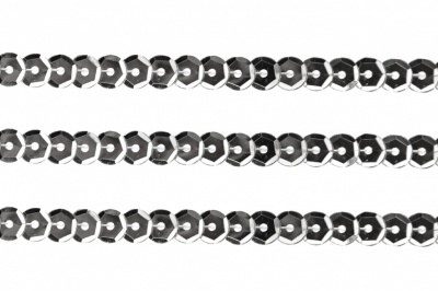 Пайетки "ОмТекс" на нитях, SILVER-BASE, 6 мм С / упак.73+/-1м, цв. 1 - серебро - купить в Кызыле. Цена: 468.37 руб.