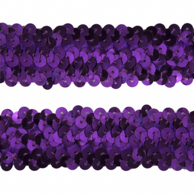 Тесьма с пайетками 12, шир. 30 мм/уп. 25+/-1 м, цвет фиолет - купить в Кызыле. Цена: 1 098.48 руб.