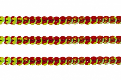 Пайетки "ОмТекс" на нитях, CREAM, 6 мм С / упак.73+/-1м, цв. 96 - красный - купить в Кызыле. Цена: 484.77 руб.