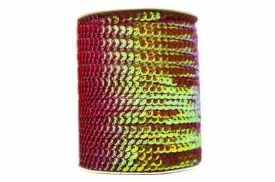 Пайетки "ОмТекс" на нитях, CREAM, 6 мм С / упак.73+/-1м, цв. 96 - красный - купить в Кызыле. Цена: 484.77 руб.