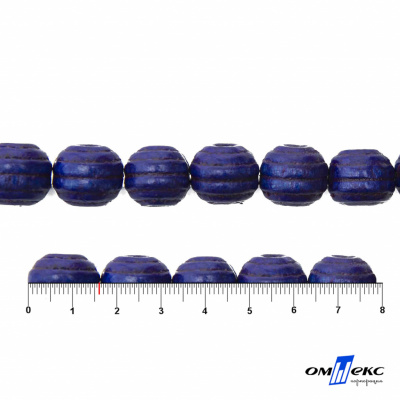 0309-Бусины деревянные "ОмТекс", 16 мм, упак.50+/-3шт, цв.006-синий - купить в Кызыле. Цена: 62.22 руб.