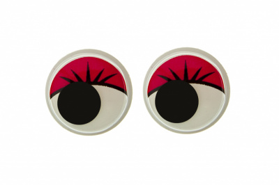 Глазки для игрушек, круглые, с бегающими зрачками, 15 мм/упак.50+/-2 шт, цв. -красный - купить в Кызыле. Цена: 113.01 руб.